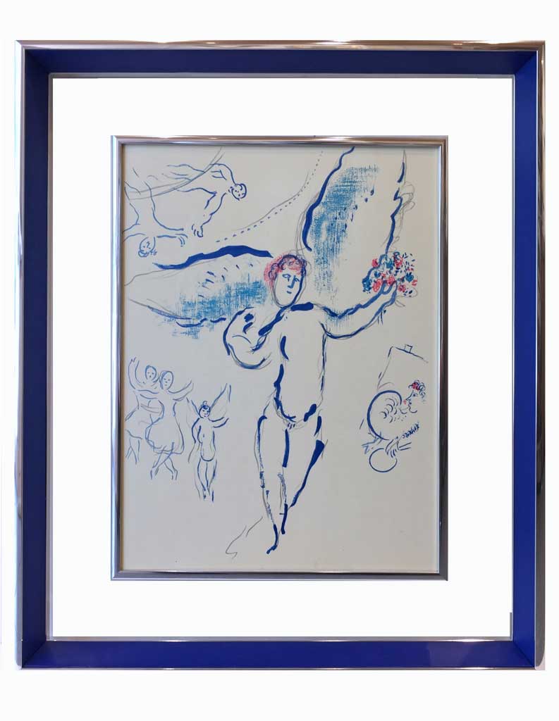 Argent vif intérieur bleu pierre mini cache-clous argent vif plexi transparent  (Marc Chagall)
